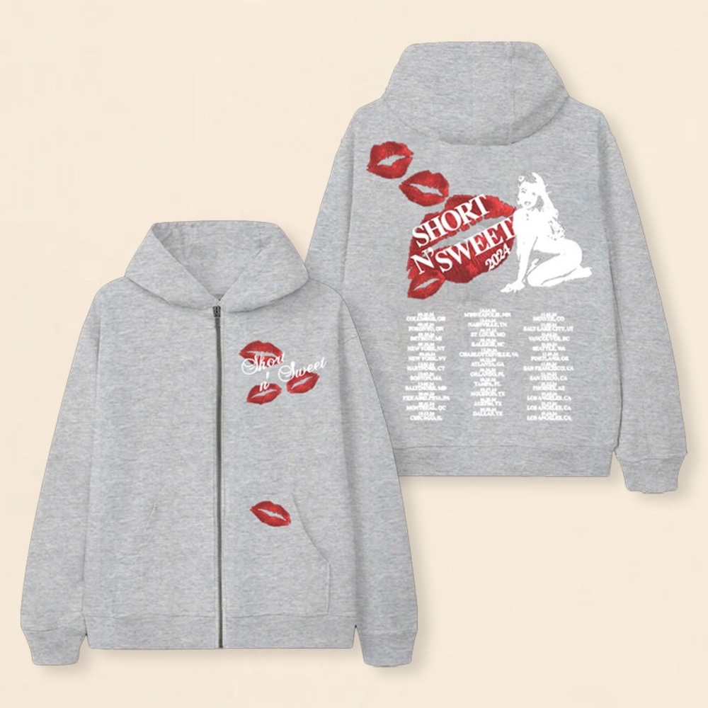 Sabrina Carpenter 2024 Short and Sweet Tour Zip up Hoodie 💋✨